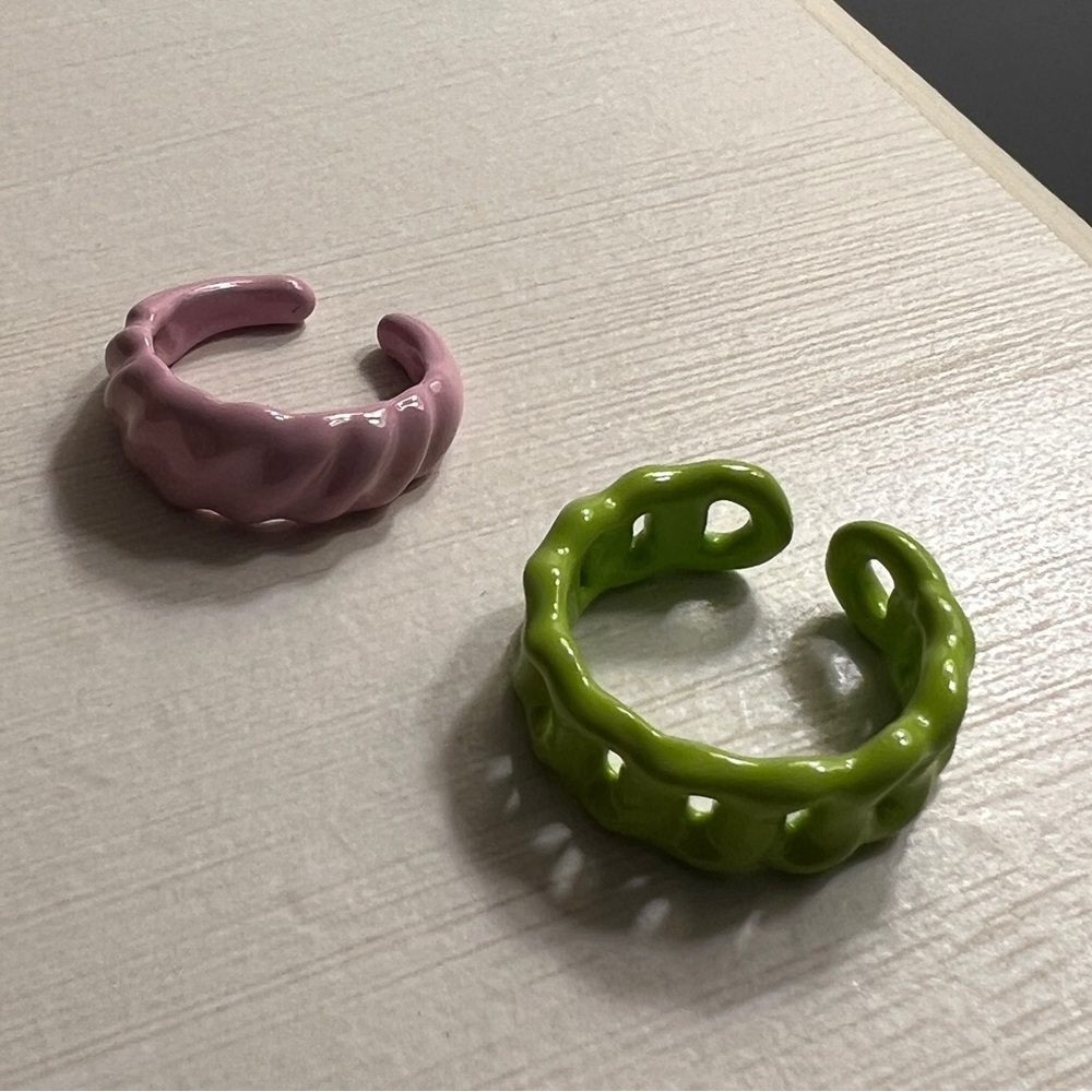 Spring Garden Enamel Ring Set 🌸💚🪷👒🪴 - Picture 3 of 4
